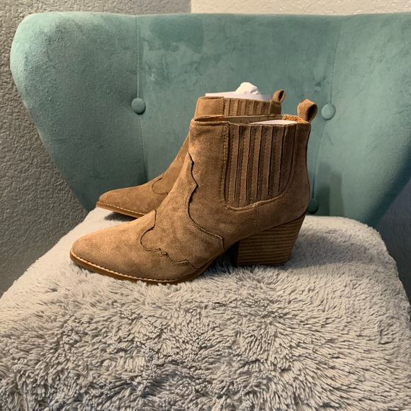 Taupe Suede Boho Booties 7 - Picture 6 of 8
